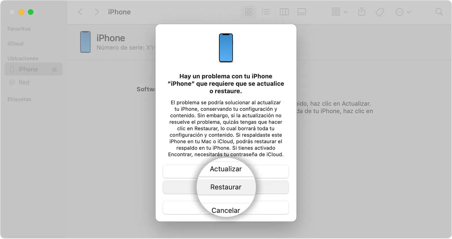 como recuperar contraseña de bloqueo de pantalla iphone - Cómo restaurar un iPhone con pantalla bloqueada