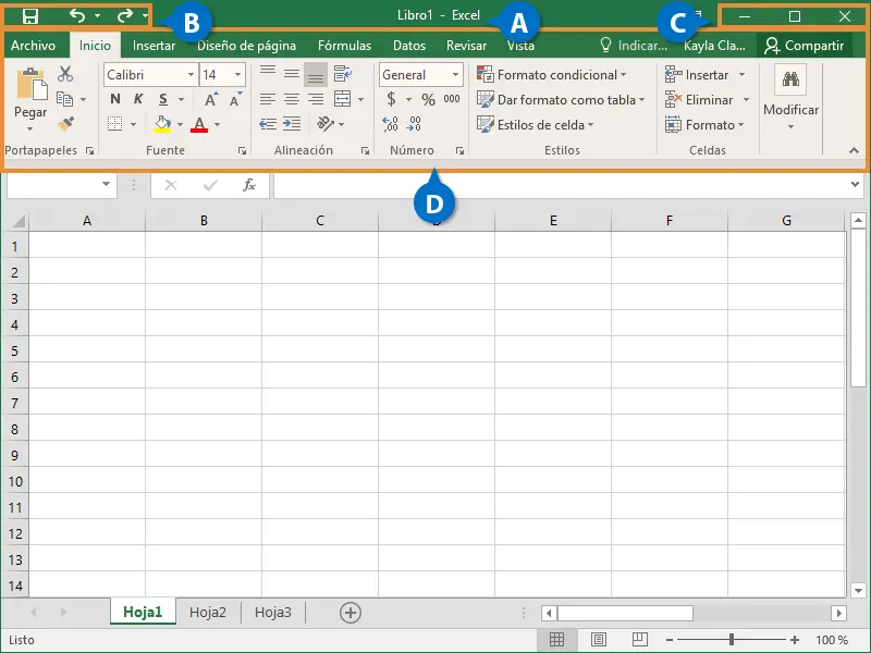la pantalla principal de excel - Cuáles son las partes de la pantalla inicial de Excel