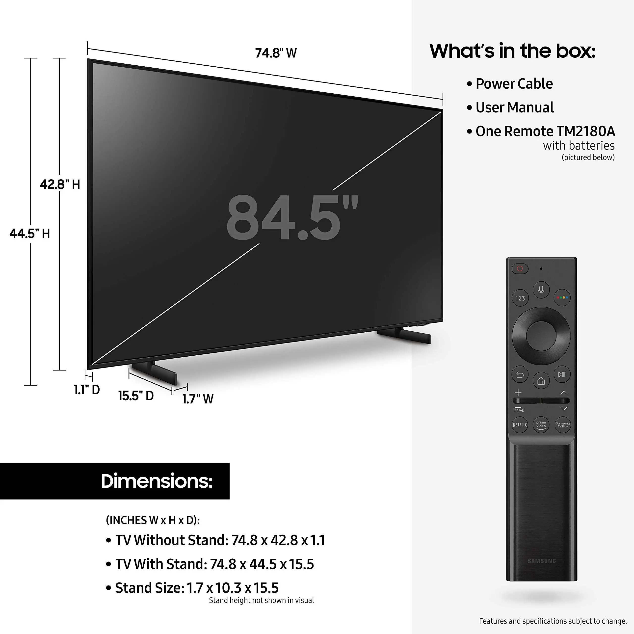 pantalla de 85 pulgadas medidas - Cuánto pesa un televisor de 85 pulgadas